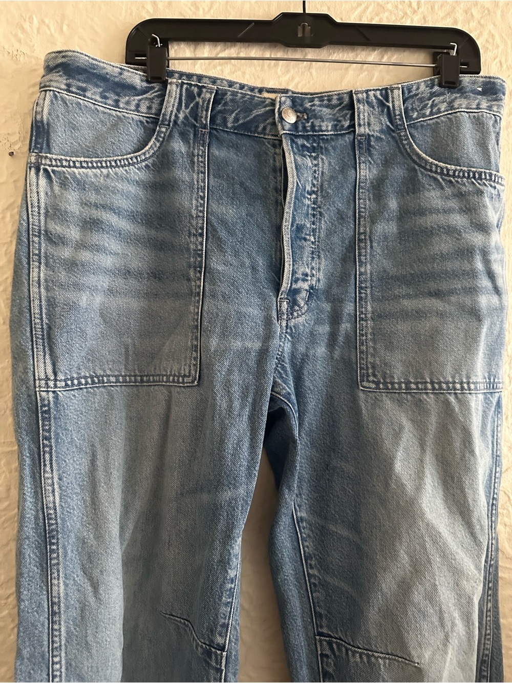 Madewell the Darted Barrel Leg Jeans 31 Riverbend Medium Wash Rigid Raw Hems - Picture 8 of 15